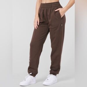 YoungLA Brown Script Pants with Elastic Cuffs and Tapered Fit